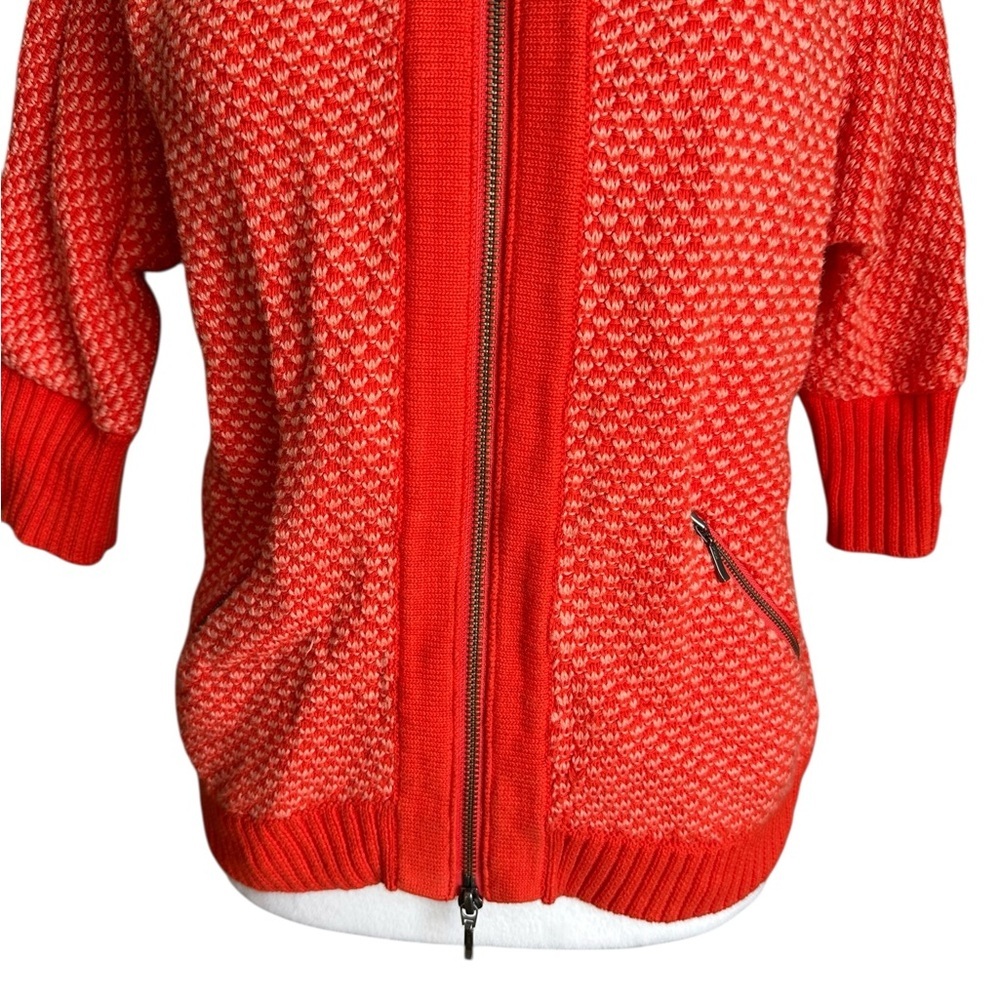 Cabi Grenadine Cocoon Full Zip Cardigan Orange Sweater  3/4 Sleeve size XS - Picture 7 of 17